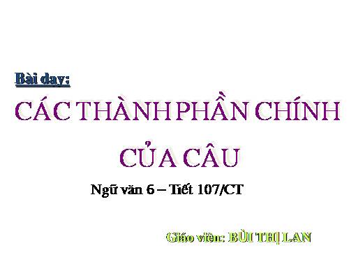 Bài 25. Các thành phần chính của câu