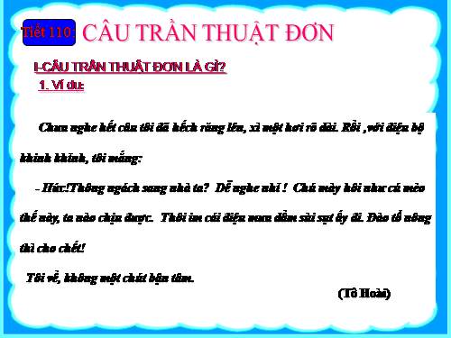 Bài 26. Câu trần thuật đơn