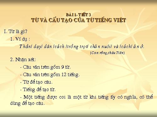 Bài 1. Từ và cấu tạo của từ tiếng Việt