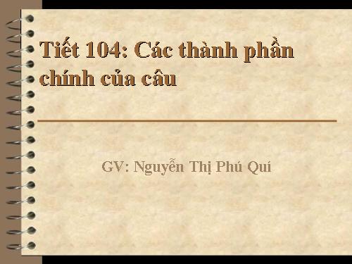 Bài 25. Các thành phần chính của câu