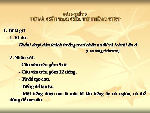 Bài 1. Từ và cấu tạo của từ tiếng Việt