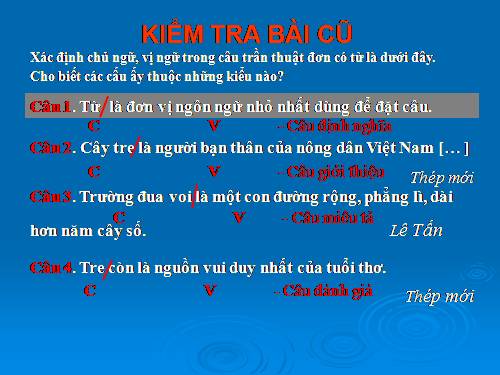 Bài 28. Câu trần thuật đơn không có từ là