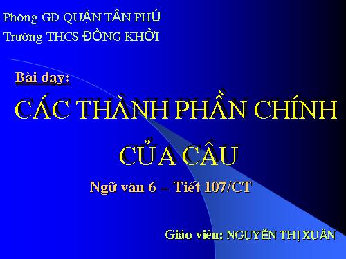 Bài 25. Các thành phần chính của câu