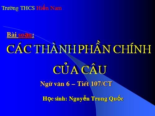 Bài 25. Các thành phần chính của câu