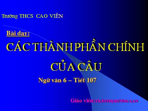 Bài 25. Các thành phần chính của câu