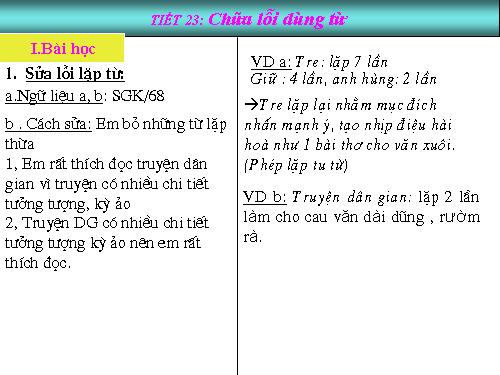 Bài 6. Chữa lỗi dùng từ