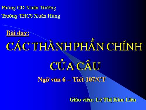 Bài 25. Các thành phần chính của câu