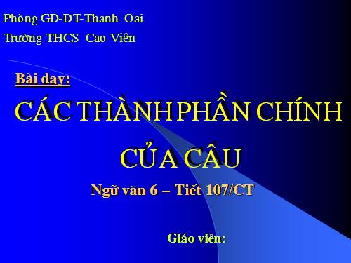 Bài 25. Các thành phần chính của câu