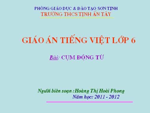 Bài 14. Cụm động từ