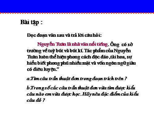 Bài 28. Câu trần thuật đơn không có từ là