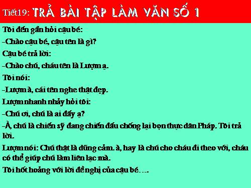 Bài 6. Trả bài tập làm văn số 1