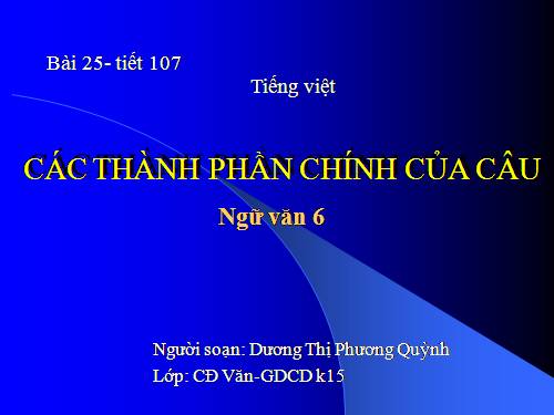 Bài 25. Các thành phần chính của câu