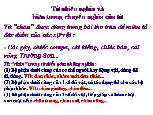 Bài 5. Từ nhiều nghĩa và hiện tượng chuyển nghĩa của từ