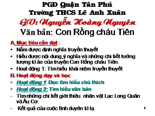 Bài 1. Con Rồng cháu Tiên