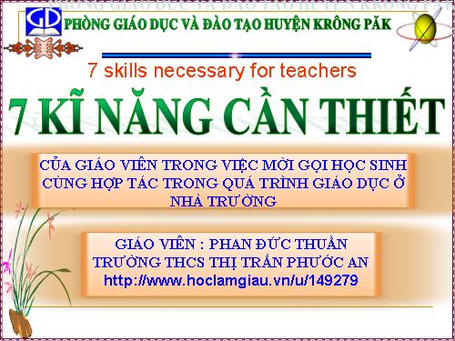 7 KĨ NĂNG CẦN THIẾT CỦA GIÁO VIÊN