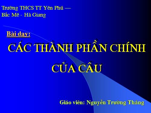 Bài 25. Các thành phần chính của câu