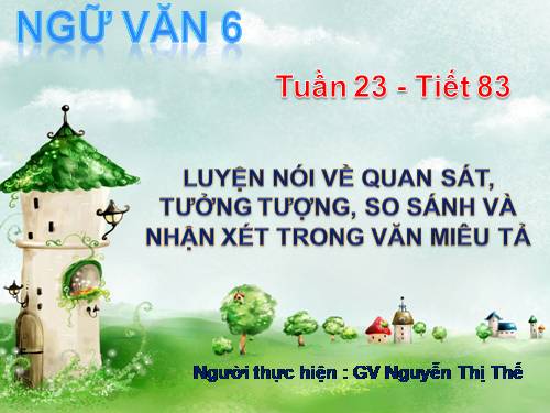 Bài 20. Luyện nói về quan sát, tưởng tượng, so sánh và nhận xét trong văn miêu tả