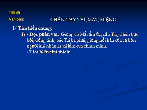 Bài 11. Chân, Tay, Tai, Mắt, Miệng