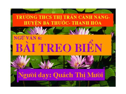 Bài 12. Treo biển