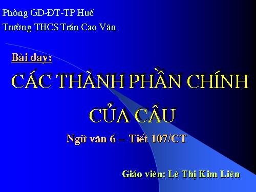 Bài 25. Các thành phần chính của câu