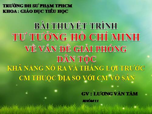 TƯ TƯỞNG HỒ CHÍ MINH VỀ VẤN ĐỀ GIẢI PHÓNG DÂN TỘC Ở CHÍNH QUỐC