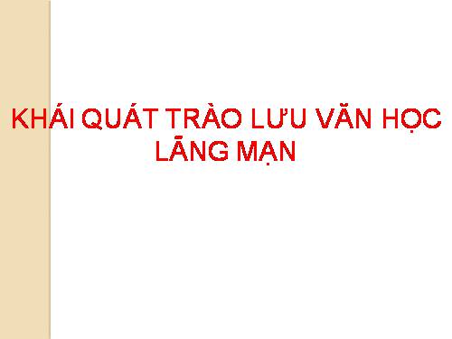 văn học lãng mạn
