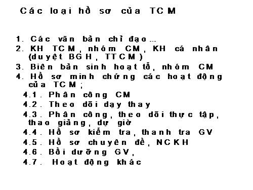 Hồ sơ Tổ CM, giáo viên