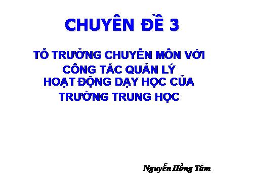 BÁO CÁO CHUYÊN ĐỀ