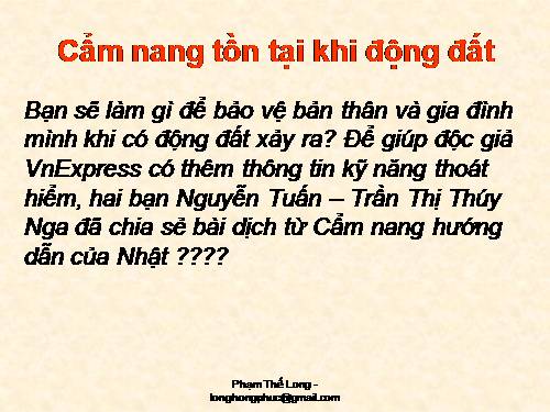 Nguyên tắc vàng phòng chống động đất!