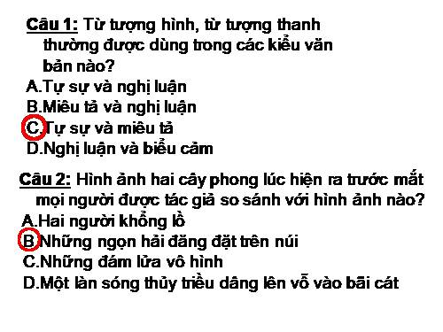 Câu hỏi ôn tập Ngữ Văn 8