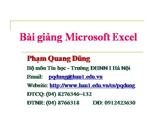 Bài giảng excel - Tạ Thị Kim Chi