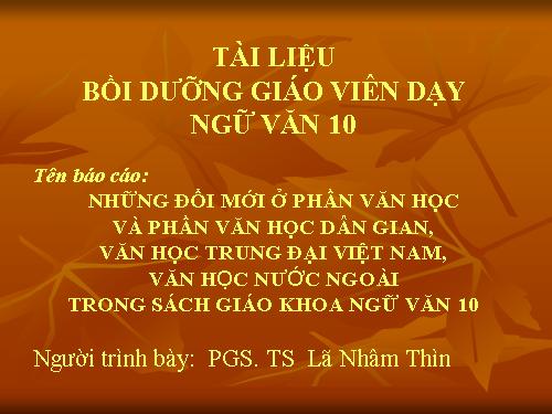 Bồi dưỡng GV văn lớp 10