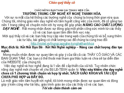 Chào các thầy cô