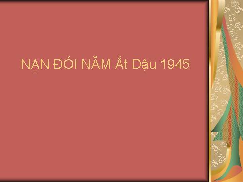 Một vài hình ảnh năm Kỷ Dậu 1945