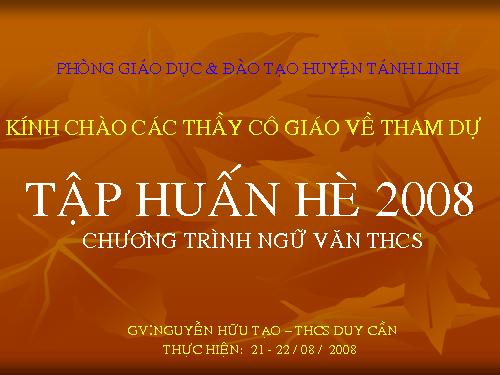 Tài liệu tập huấn Ngữ văn