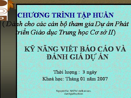 Kỹ năng viết báo cáo và đánh giá dự án