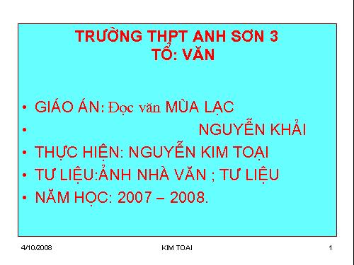 Mùa  lạc - Nguyễn Khải