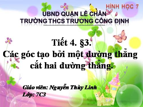 Chương I. §3. Các góc tạo bởi một đường thẳng cắt hai đường thẳng