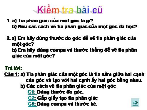 Chương III. §5. Tính chất tia phân giác của một góc