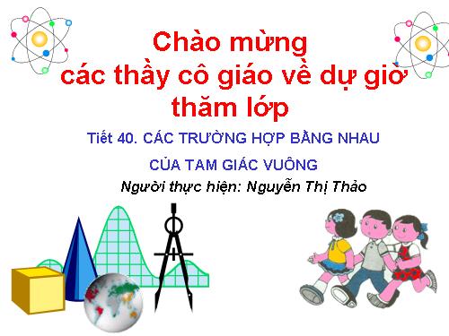 Chương II. §8. Các trường hợp bằng nhau của tam giác vuông