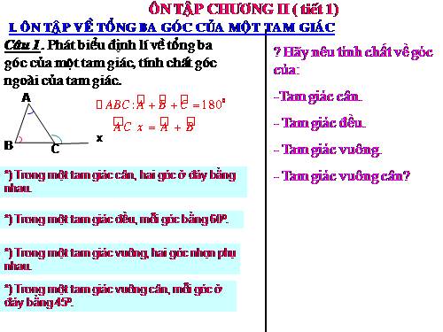 Ôn tập Chương II. Tam giác