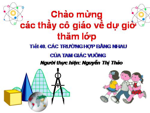 Chương II. §8. Các trường hợp bằng nhau của tam giác vuông