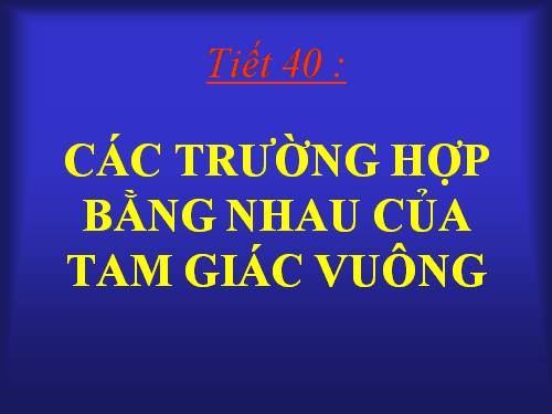 Chương II. §8. Các trường hợp bằng nhau của tam giác vuông