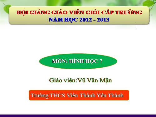 Chương II. §8. Các trường hợp bằng nhau của tam giác vuông