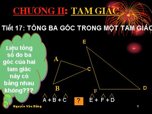 Chương II. §1. Tổng ba góc của một tam giác