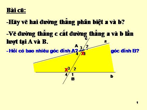 Chương I. §3. Các góc tạo bởi một đường thẳng cắt hai đường thẳng