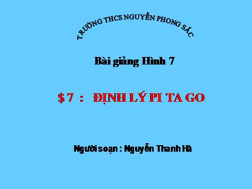 Chương II. §7. Định lí Py-ta-go