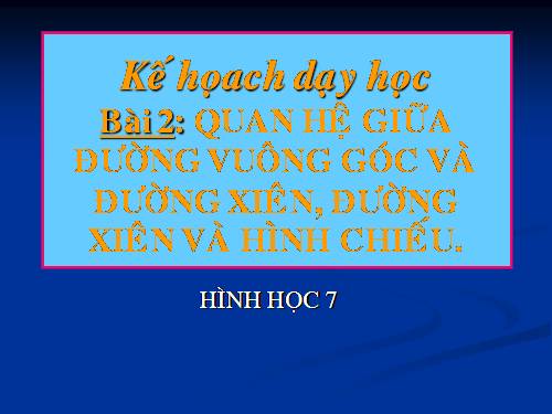 Chương III. §2. Quan hệ giữa đường vuông góc và đường xiên, đường xiên và hình chiếu