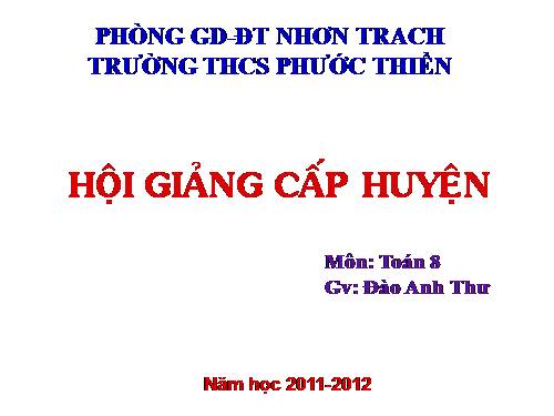 Chương II. §8. Các trường hợp bằng nhau của tam giác vuông