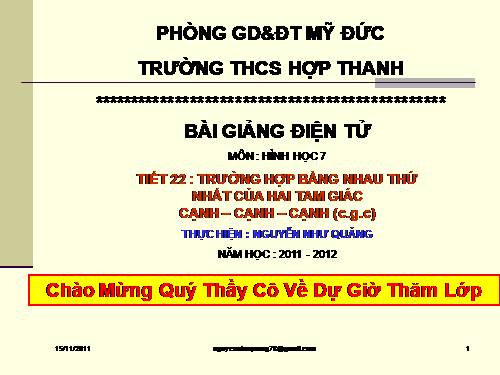 Chương II. §3. Trường hợp bằng nhau thứ nhất của tam giác: cạnh-cạnh-cạnh (c.c.c)